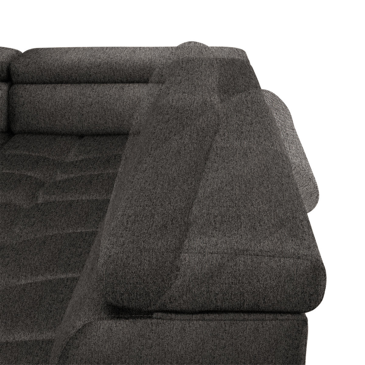 WOHNLANDSCHAFT in Webstoff Graubraun  - Graubraun/Schwarz, Design, Textil/Metall (177/385/216cm) - Welnova