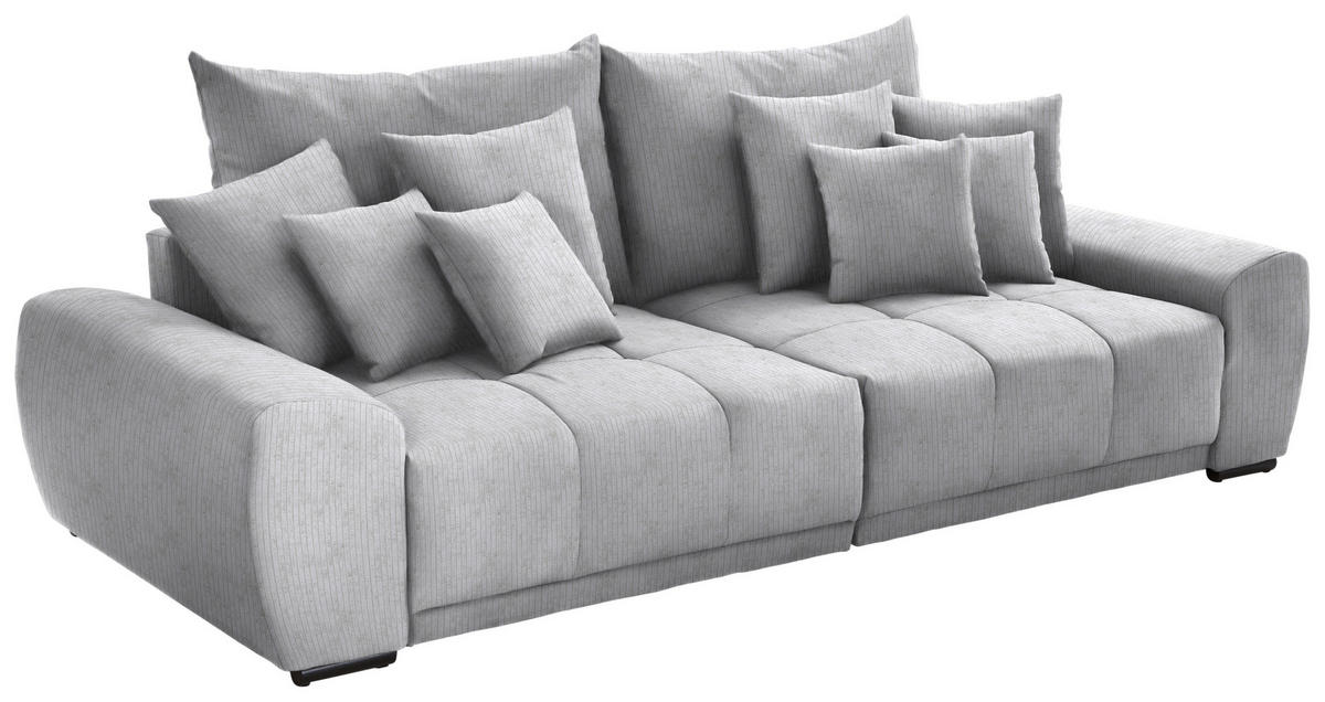 BIG SOFFA i tunn manchester ljusgrå  - ljusgrå/svart, Klassisk, trä/textil (280/67/120cm) - MID.YOU