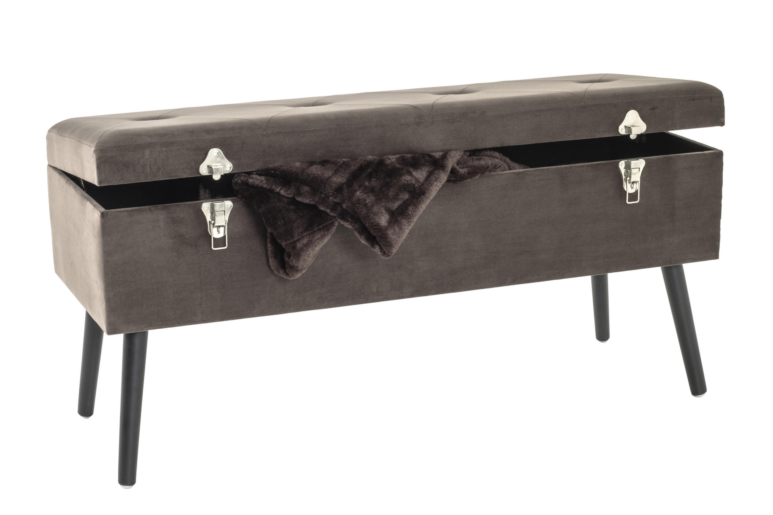 Thumbnail - Truhenbank, Taupe, Textil, 106x52x40 cm, Esszimmer, Bänke, Sitzbänke