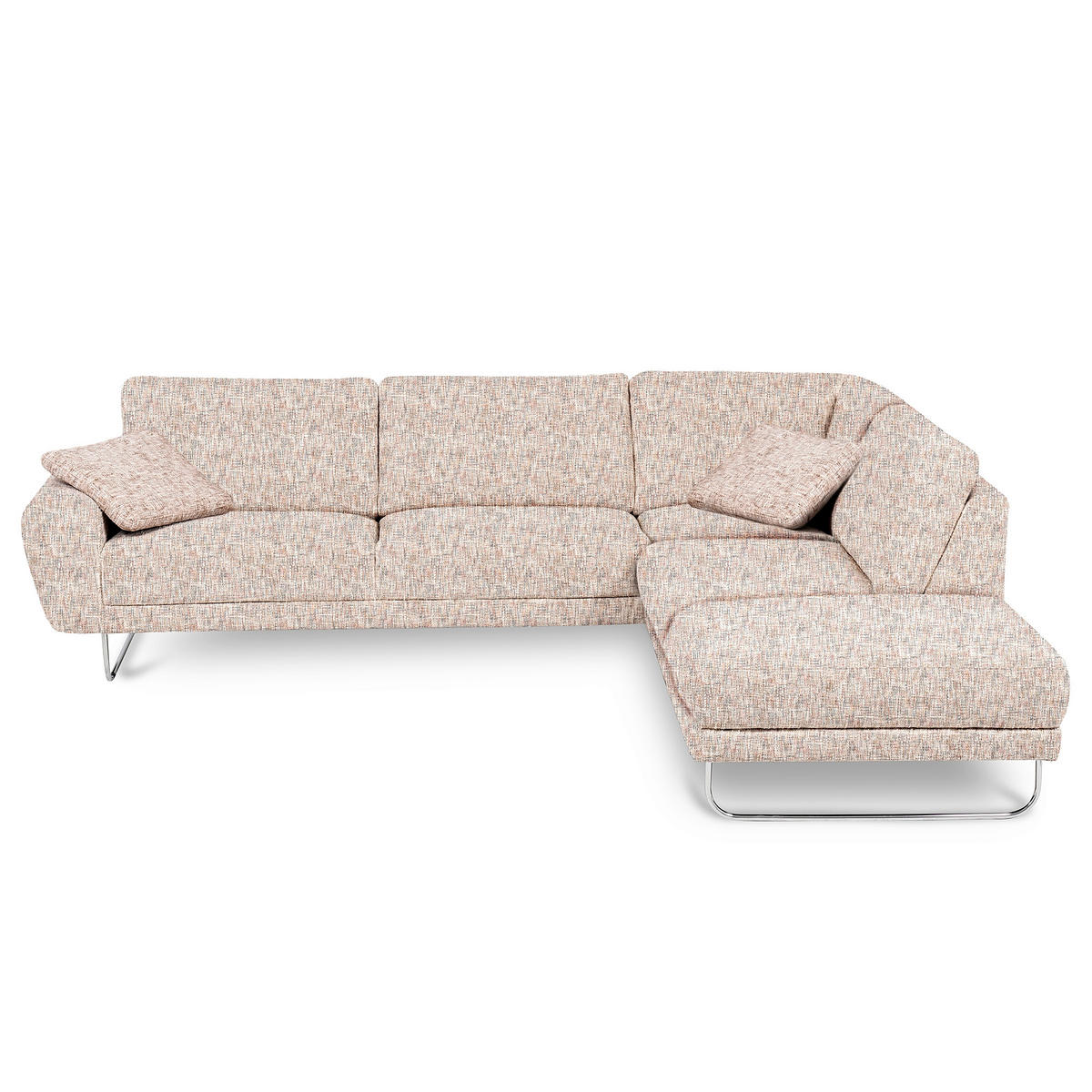 ECKSOFA 273/250 cm SPRING in Webstoff Blau, Gelb, Rot, Weiß Zierkissen  273/250 cm  - Chromfarben/Blau, Design, Textil/Metall (273/250cm) - Livetastic