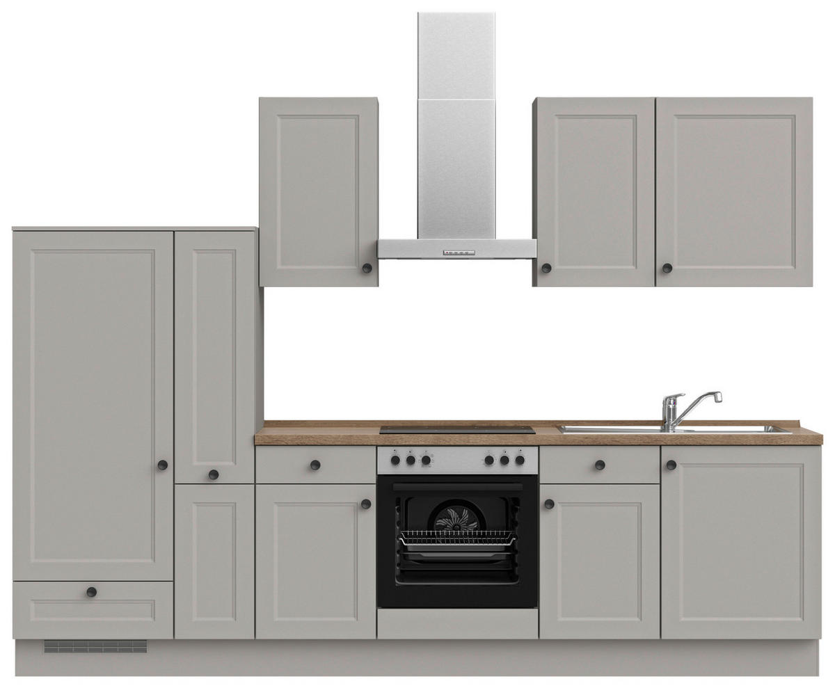 KÜCHENLEERBLOCK 300 cm   in Grau, Eiche dunkel  - Eiche dunkel/Schwarz, MODERN, Holzwerkstoff/Metall (300cm) - Nobilia