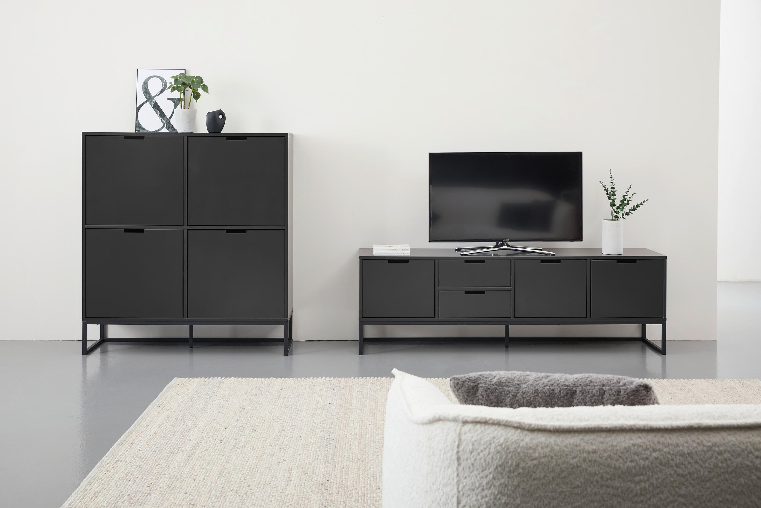 HIGHBOARD in 120/130/40 cm - Anthrazit/Schwarz, Design, Holzwerkstoff/Metall (120/130/40cm) - Novel