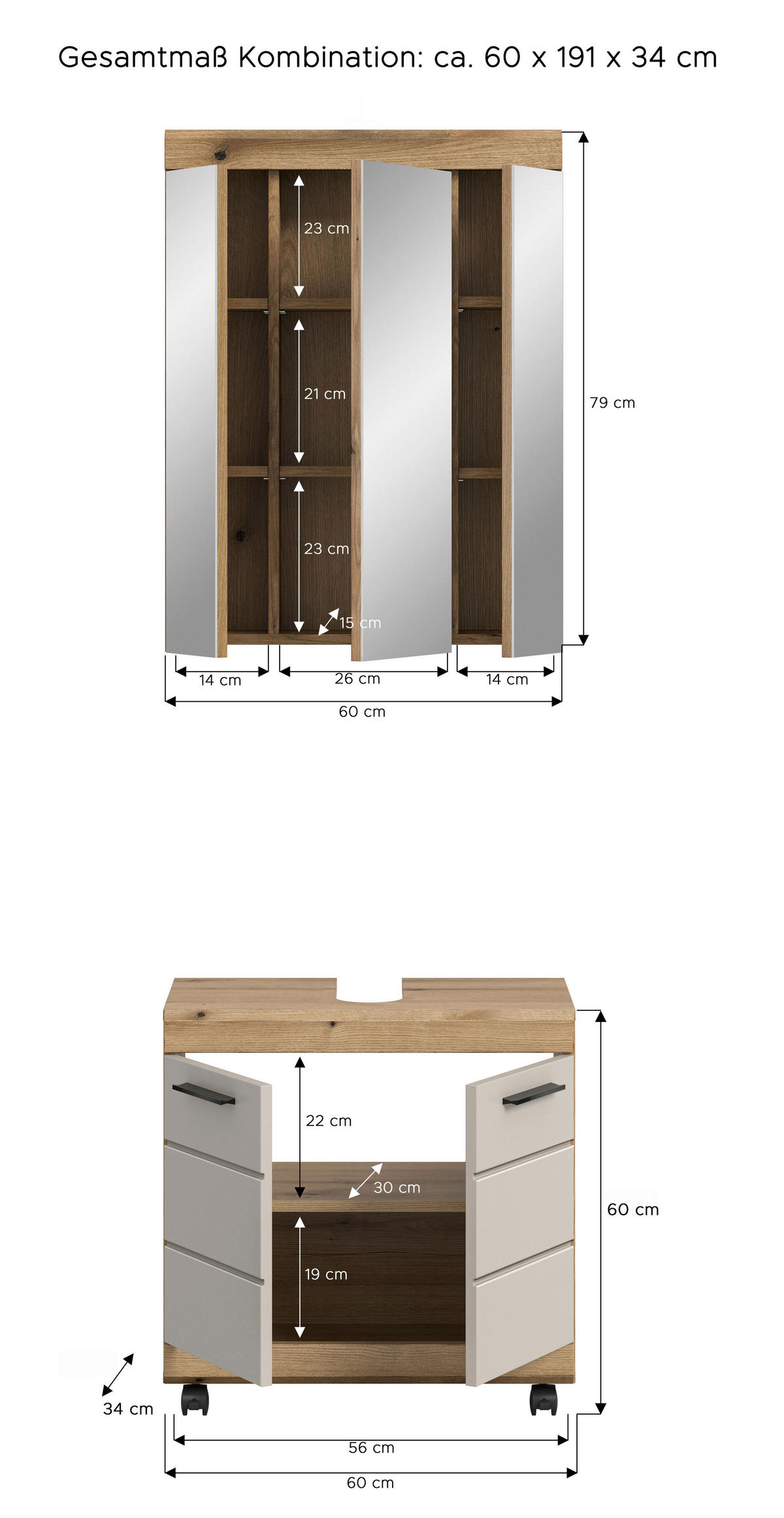 KÚPEĽŇA farba duba, kašmírová  - čierna/kašmírová, Trend, kompozitné drevo/plast (60cm) - MID.YOU