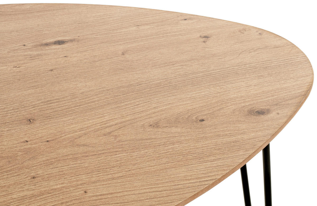 BEISTELLTISCH 48/48/48 cm Schwarz, Eichefarben oval  - Eichefarben/Schwarz, Trend, Holzwerkstoff/Metall (48/48/48cm)