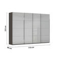 SCHWEBETÜRENSCHRANK 316/223/68 cm 4-türig Graphitfarben, Hellgrau  - Chromfarben/Hellgrau, Design, Glas/Holzwerkstoff (316/223/68cm) - Novel