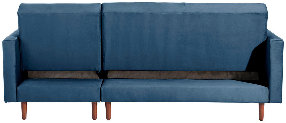 ECKSCHLAFSOFA inkl. Hocker in Dunkelblau Textil   - Eschefarben/Dunkelblau, Design, Holz/Textil (223/152cm) - Max Winzer