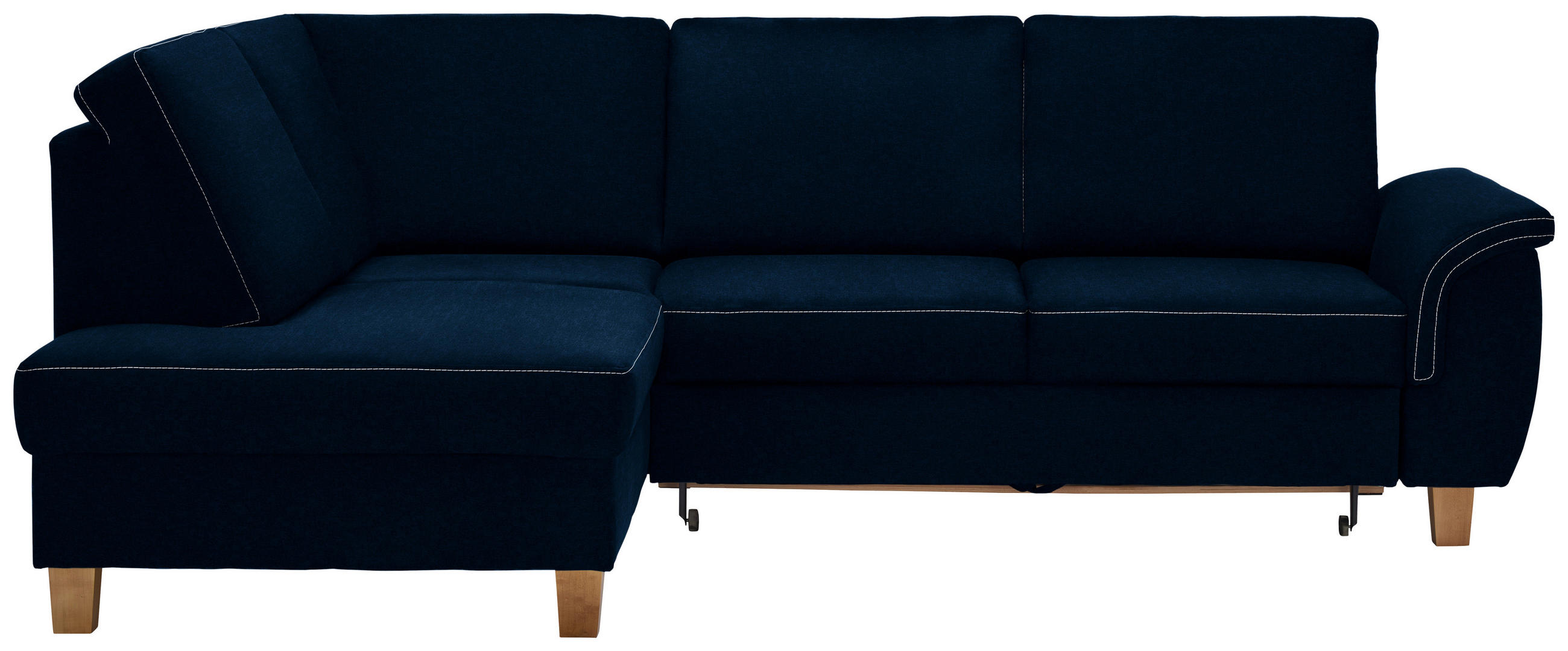 ECKSOFA Dunkelblau Flachgewebe  - Eichefarben/Dunkelblau, Design, Holz/Textil (185/253cm) - Cantus