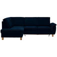 ECKSOFA in Flachgewebe Blau  - Blau/Eichefarben, Design, Holz/Textil (185/253cm) - Cantus