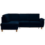 ECKSOFA in Flachgewebe Blau  - Blau/Eichefarben, Design, Holz/Textil (185/253cm) - Cantus