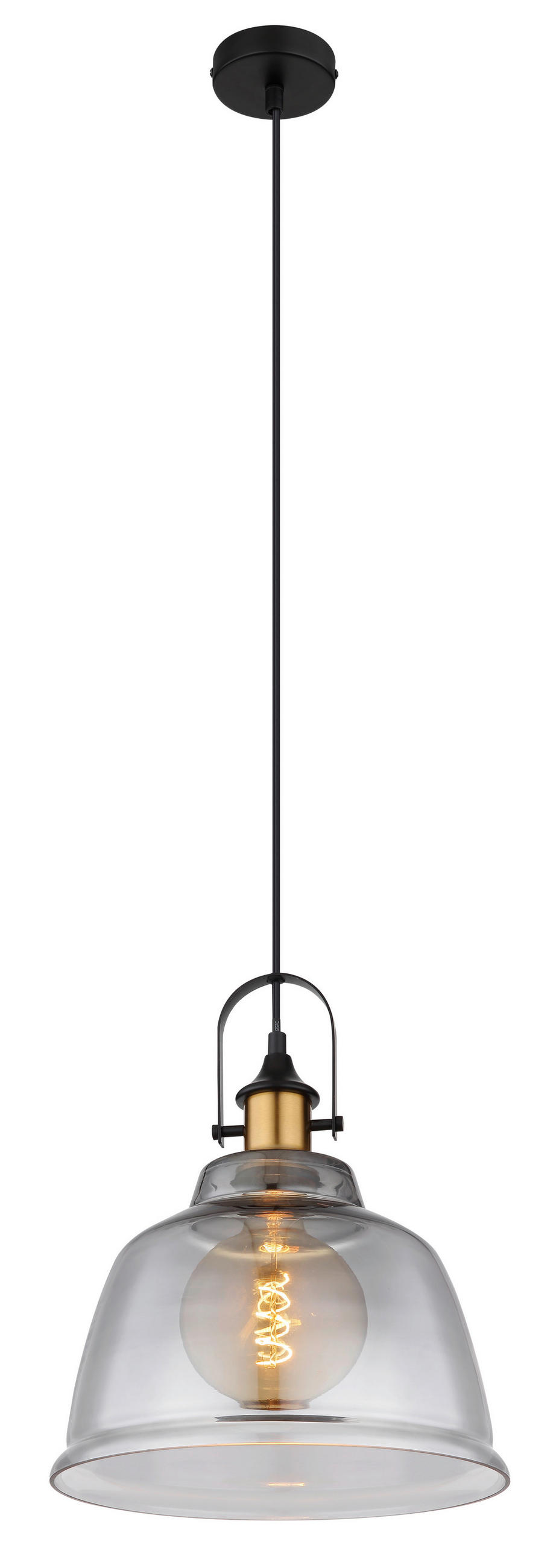 HÄNGELEUCHTE 30/120 cm  - Messingfarben/Schwarz, Design, Glas/Metall (30/120cm) - Globo