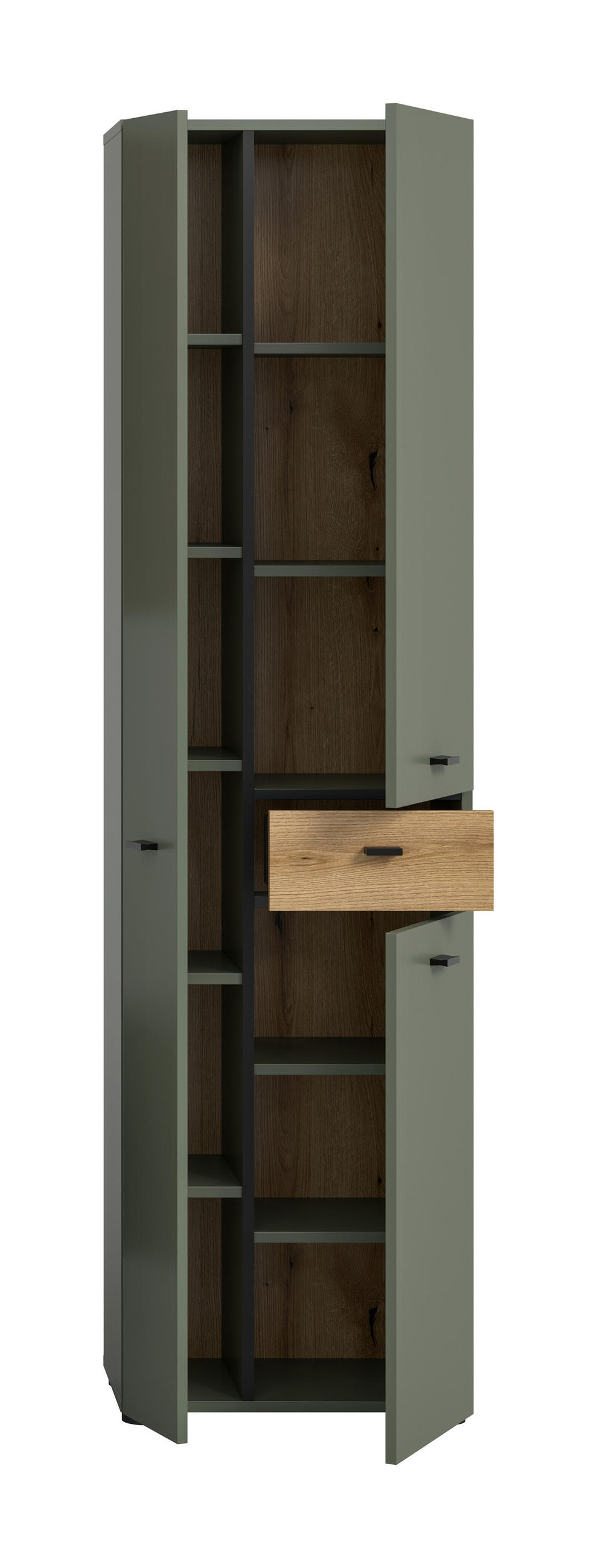 HOCHSCHRANK 51/191/30 cm  - Eichefarben/Schwarz, Trend, Holzwerkstoff/Kunststoff (51/191/30cm) - MID.YOU