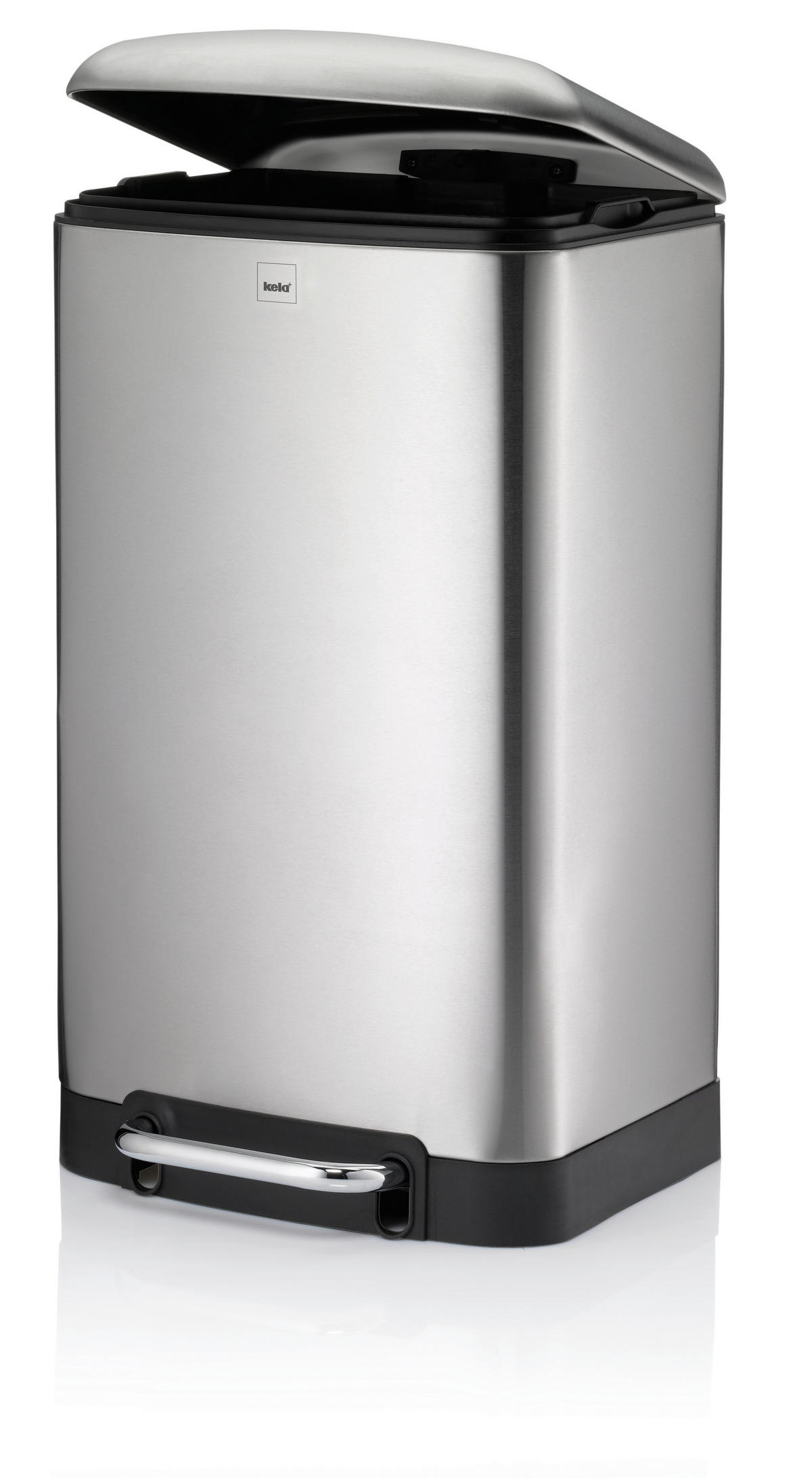 TRETEIMER 30 l  Metall  - Silberfarben/Schwarz, Basics, Kunststoff/Metall (34/30,5/61cm) - Kela