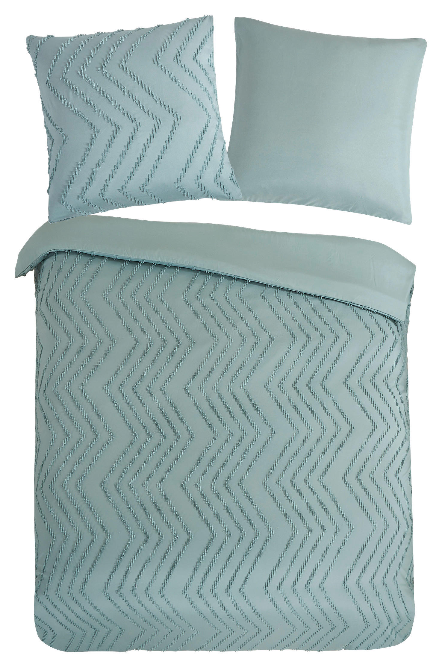 BETTWÄSCHE Zigzag Mikrofaser 135/200 cm  - Jadegrün, Basics, Textil (135/200cm)