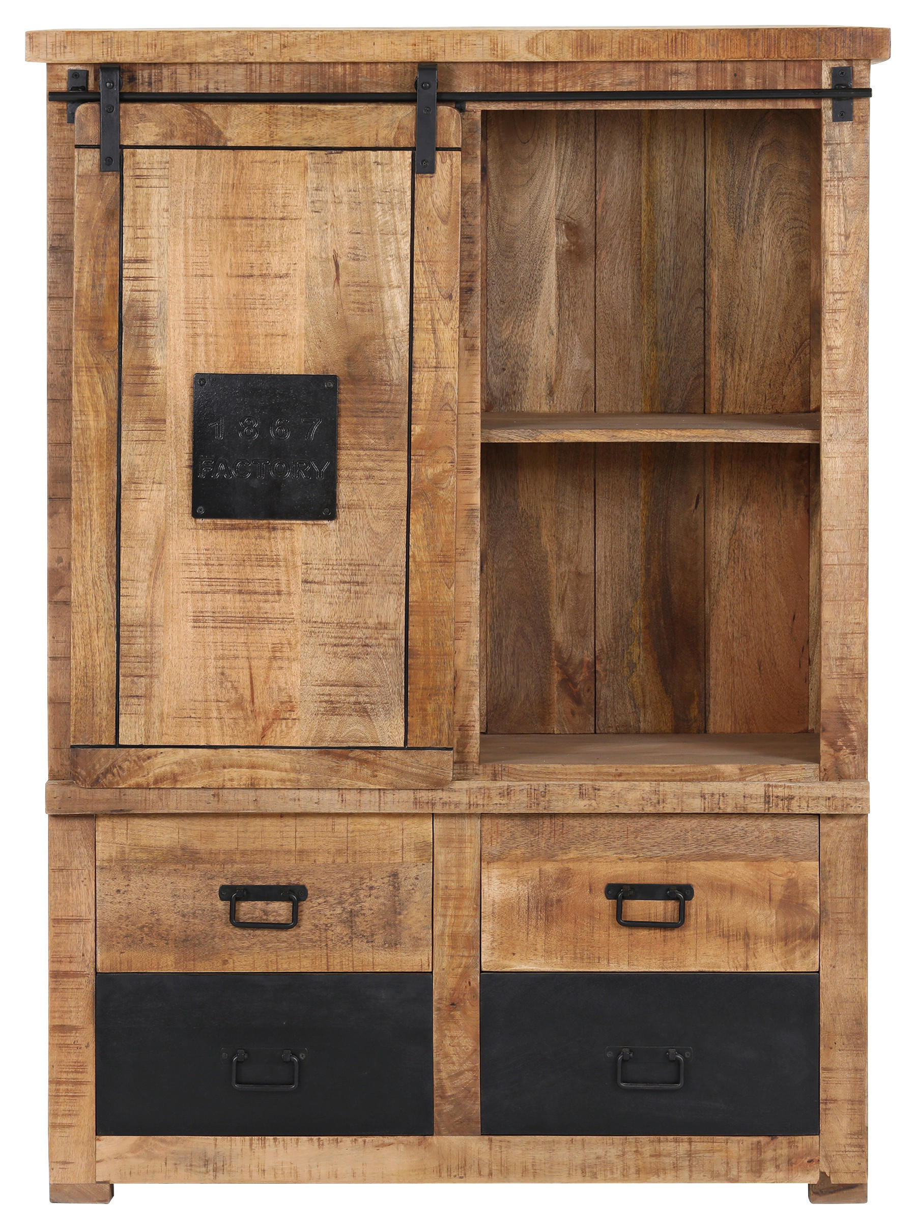 HIGHBOARD  in 110/150/45 cm  - Schwarz/Naturfarben, KONVENTIONELL, Holz/Metall (110/150/45cm) - Landscape