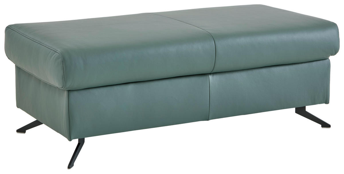 HOCKER Beldomo Premium Echtleder Opal  - Opal/Schwarz, Design, Leder/Metall (130/46/65cm) - Beldomo Premium