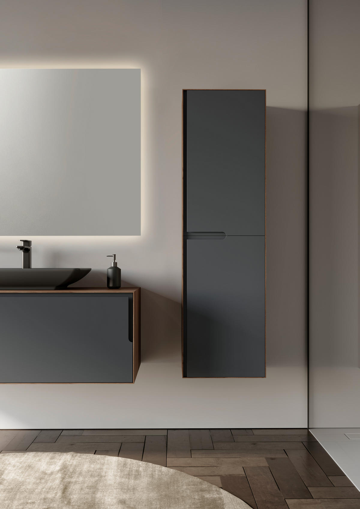 WASCHTISCHKOMBI 120 cm  - Anthrazit/Walnussfarben, Design, Keramik/Holzwerkstoff (120cm) - Welnova