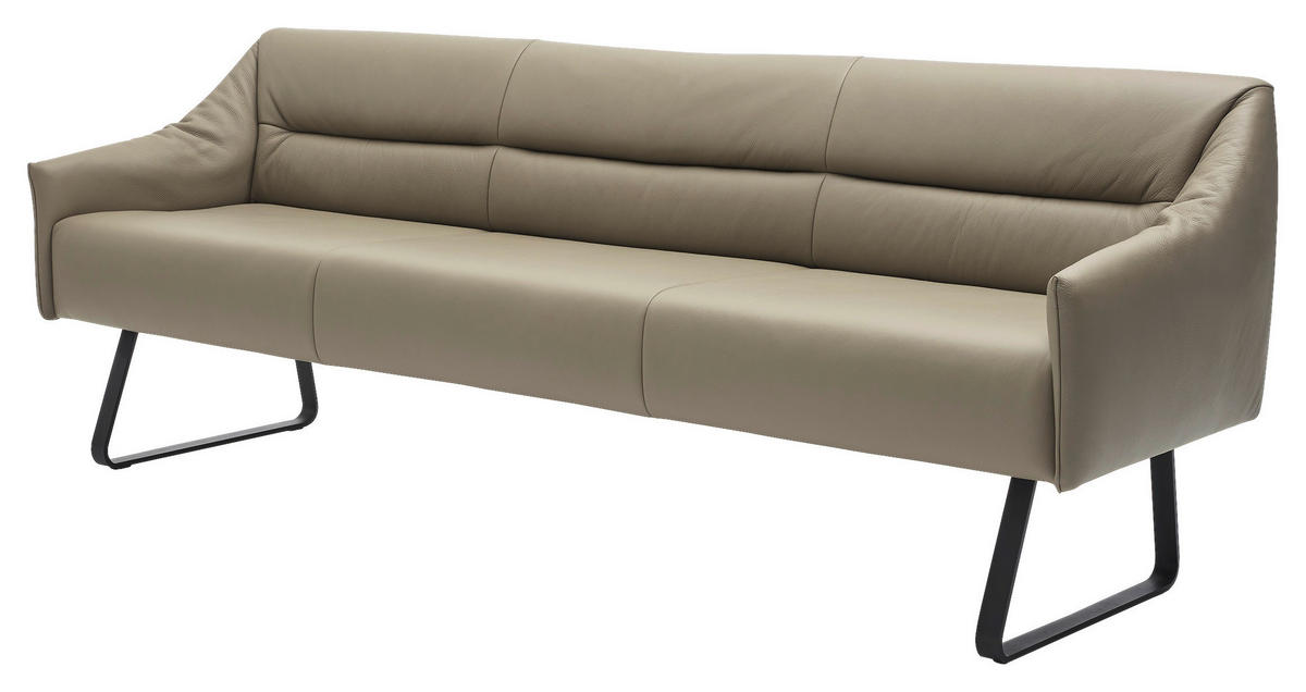 SITZBANK 202/86/70 cm Echtleder Grau, Schwarz Metall  - Schwarz/Grau, Design, Leder/Metall (202/86/70cm) - Musterring