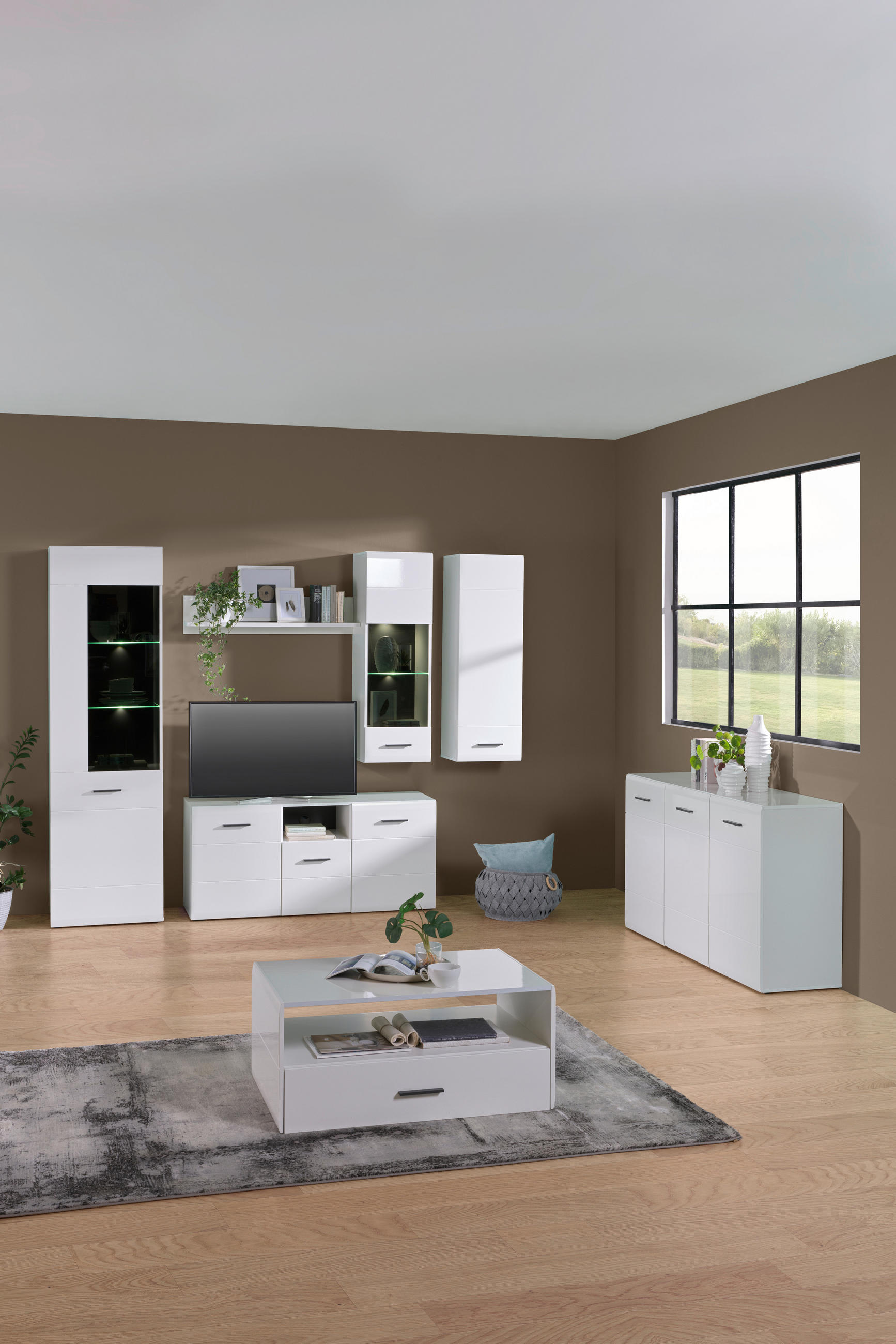 TV DIEL, antracitová, biela, 140/64/42 cm - biela/antracitová, Modern, kompozitné drevo/plast (140/64/42cm) - Hom`in