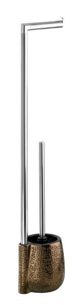 WC-BÜRSTENGARNITUR - Chromfarben/Braun, Basics, Keramik/Kunststoff (15/72/10,5cm) - Wenko