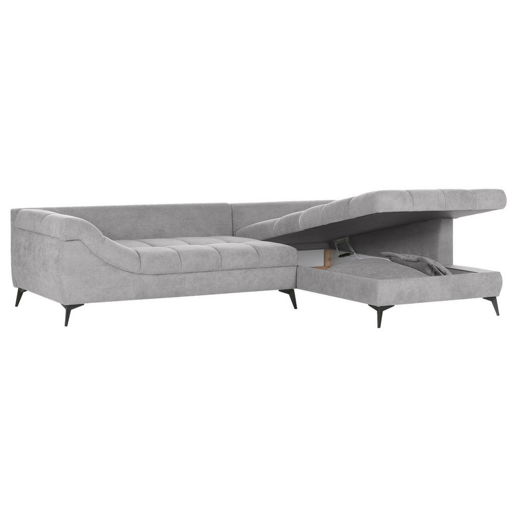 Thumbnail - Stylife Ecksofa, Hellgrau, Textil, 3-4-Sitzer, Füllung: Schaumstoffflocken,Schaumstoff, Ottomane rechts, L-Form, 307x224...