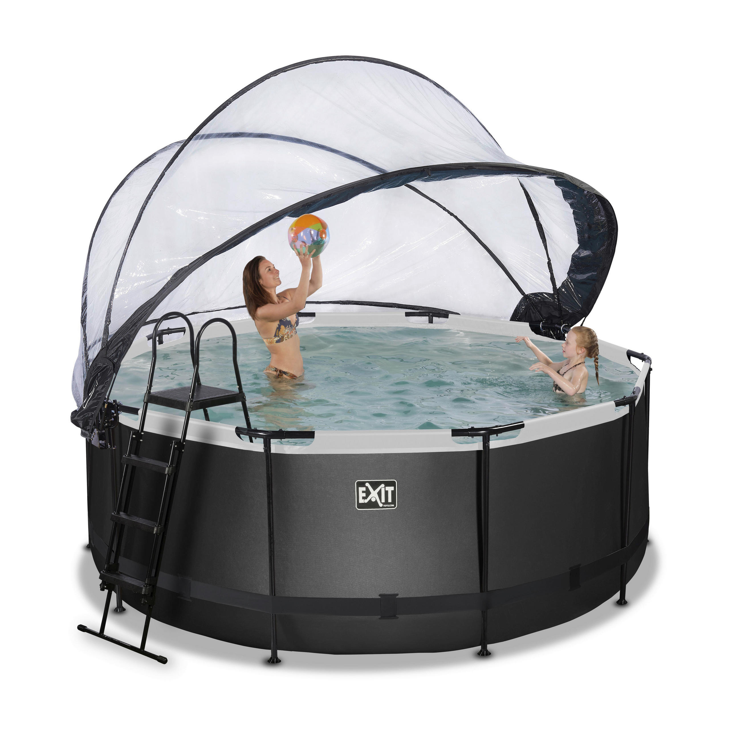 POOL-SET BLACK 360/122 cm  - Schwarz, KONVENTIONELL, Metall (360/122cm) - EXIT Toys
