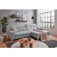 ECKSOFA SORELLA Hellgrau Mikrovelours Kopfteilverstellung, Sitztiefenverstellung  - Kaschmir/Hellgrau, Design, Kunststoff/Textil (328/182cm) - MID.YOU
