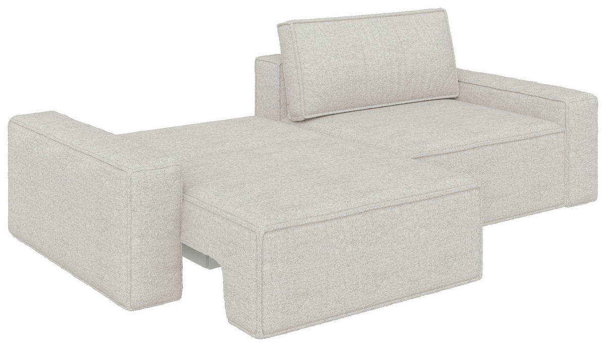 SCHLAFSOFA in Bouclé Creme  - Creme/Schwarz, Design, Kunststoff/Textil (250/83/115cm) - Ambia Home