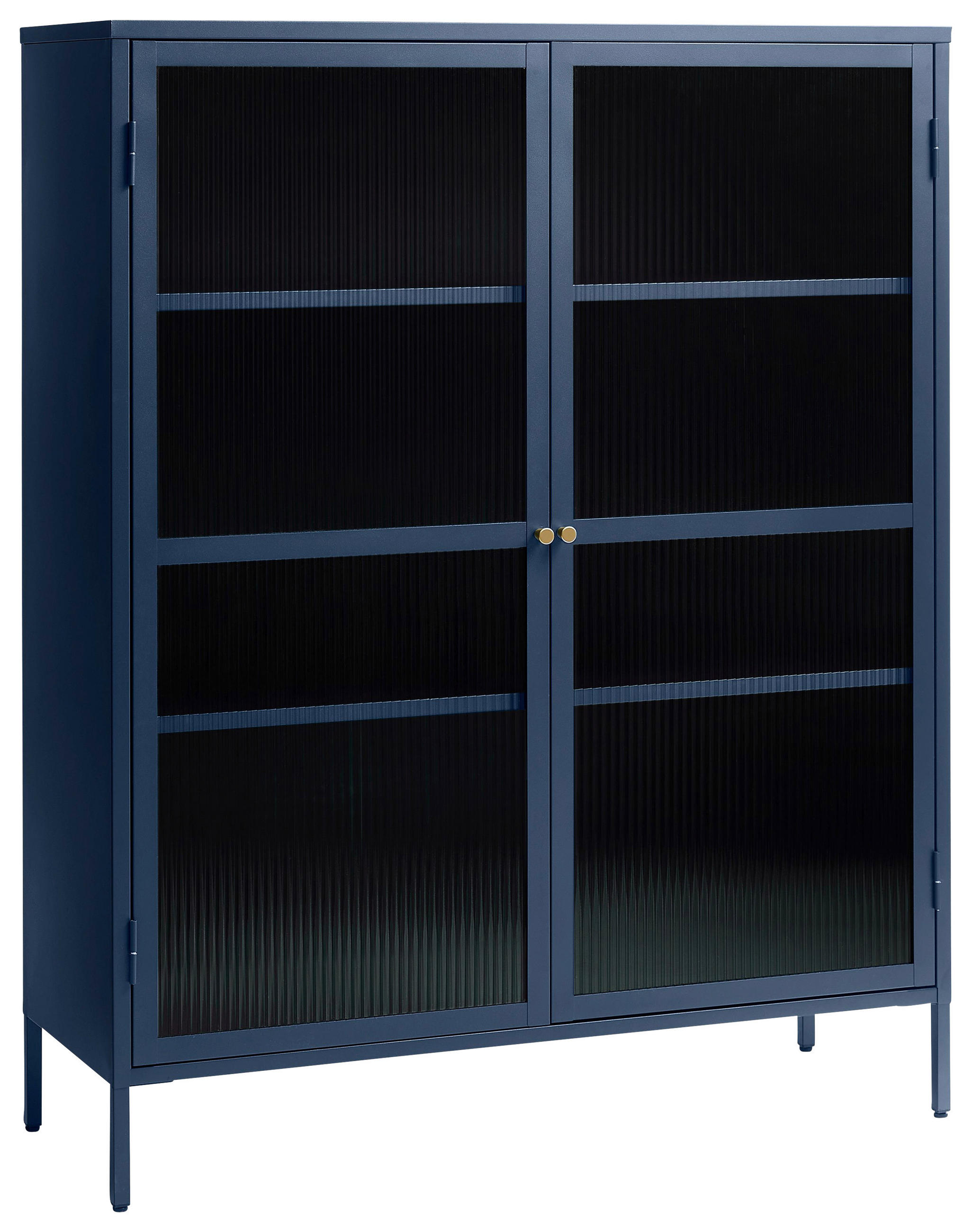 Lomoco Highboard Bronco Glass Cabinet H140 CM Gold, Dunkelblau