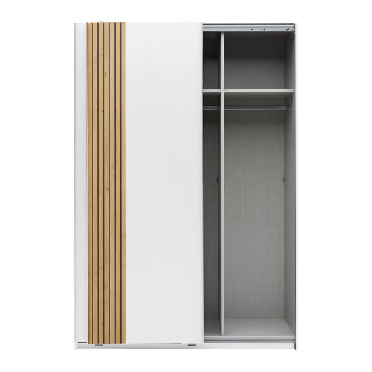 GARDEROB MED SKJUTDÖRRAR 135/198/65 cm 2-dörrar - vit/ek Artisan, Klassisk, metall/trämaterial (135/198/65cm) - Carryhome