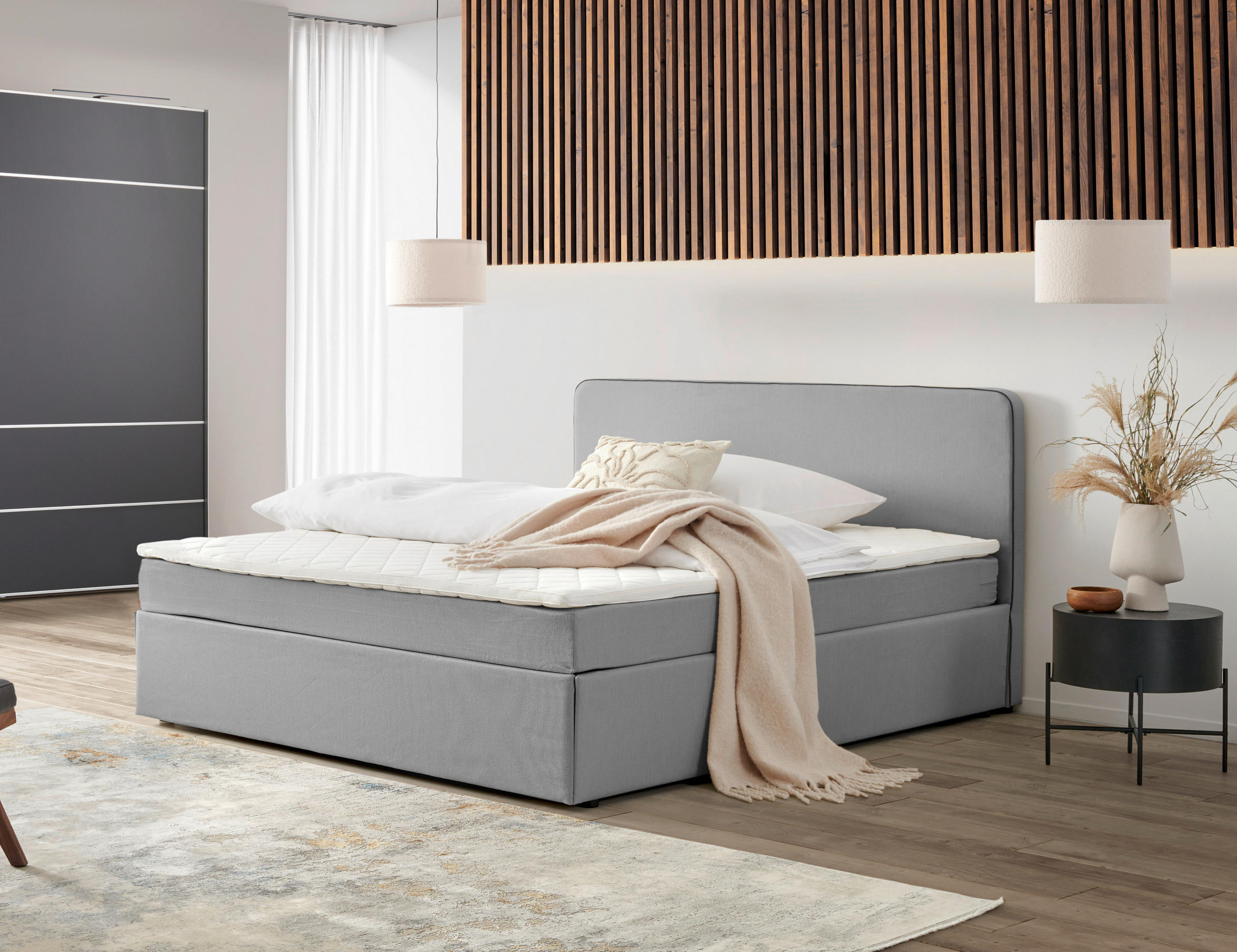 P & B Boxbett Hellgrau 160x200 cm