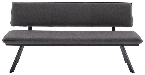 SITZBANK 180/86,5/60 cm in Grau, Schwarz - Schwarz/Grau, Design, Textil/Metall (180/86,5/60cm) - Cantus