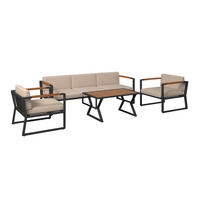 LOUNGEGARNITUR Akazie massiv Stahl  - Dunkelgrau/Beige, MODERN, Holz/Metall (206l) - Ambia Garden