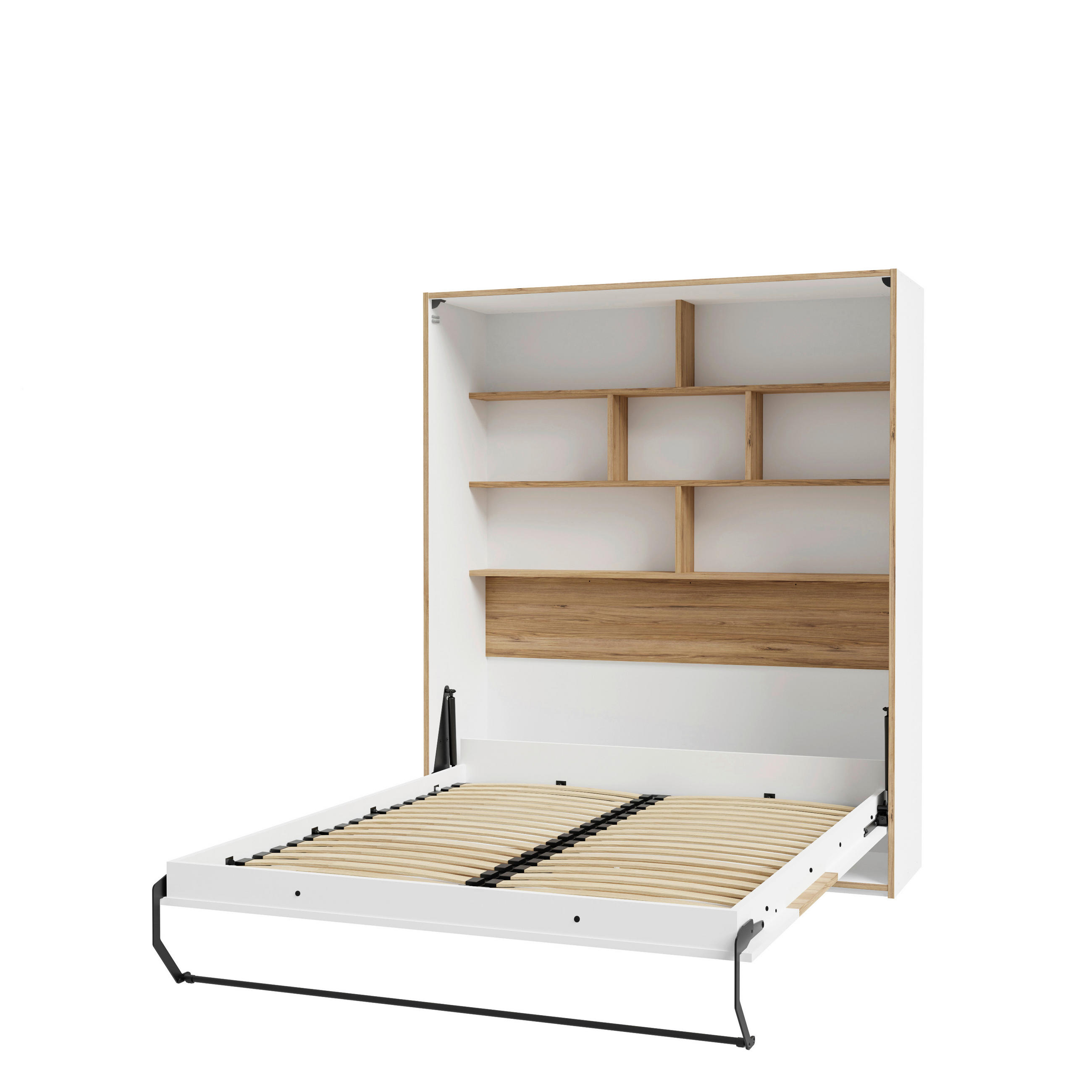 PAT PLIANT in metal, plastic, material pe bază de lemn alb, culoare lemn stejar  - alb/culoare lemn stejar, Modern, plastic/metal (160/200cm) - Novel