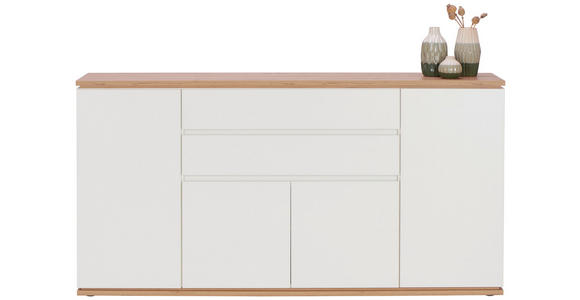 SIDEBOARD Weiß, Eiche Artisan Einlegeböden  - Schwarz/Weiß, Design, Holzwerkstoff/Kunststoff (184/93/42cm) - Xora