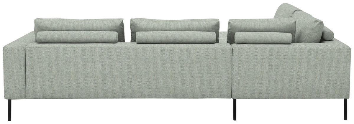 ECKSOFA  in Flachgewebe Platinfarben  270/308 cm  - Platinfarben/Schwarz, Design, Textil/Metall (270/308cm) - Pure Home Lifestyle