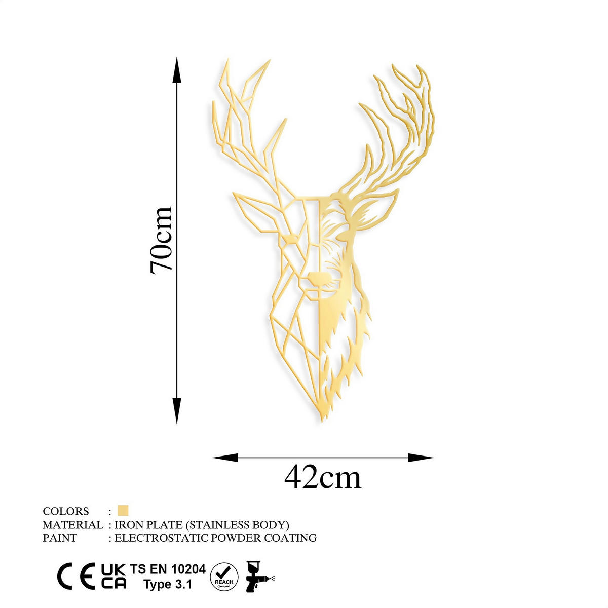 METALLBILD Goldfarben 42/70 cm  - Goldfarben, Basics, Metall (42/70cm) - X-Mas