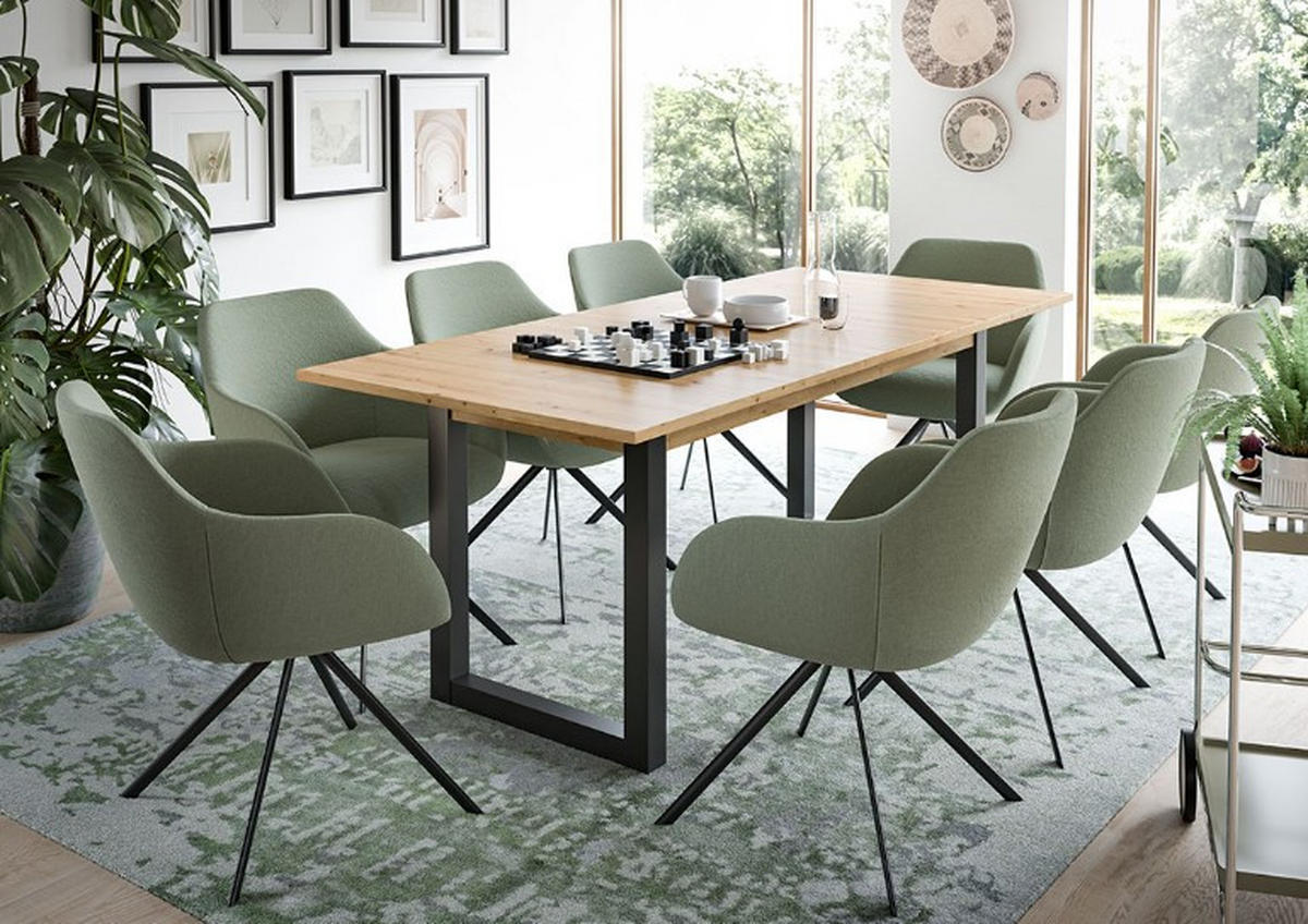 AUSZIEHTISCH Eiche Artisan rechteckig  ausziehbar  - Anthrazit/Eiche Artisan, KONVENTIONELL, Holzwerkstoff (150-190cm) - MID.YOU