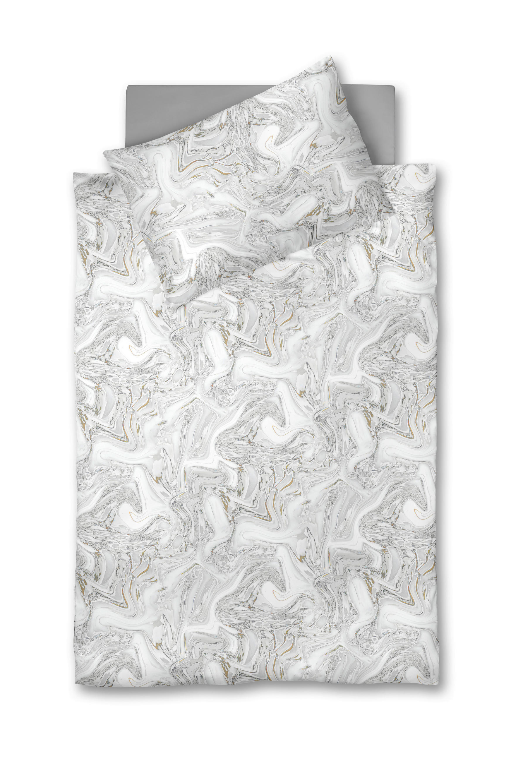 POVLEČENÍ samet bílá, světle šedá, curry žlutá 140/200 cm - bílá/curry žlutá, Basics, textil (140/200cm) - Fleuresse