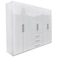 KLEIDERSCHRANK  in Weiß, Weiß Hochglanz  - Weiß Hochglanz/Alufarben, KONVENTIONELL, Holzwerkstoff/Metall (294/219/59cm) - Carryhome