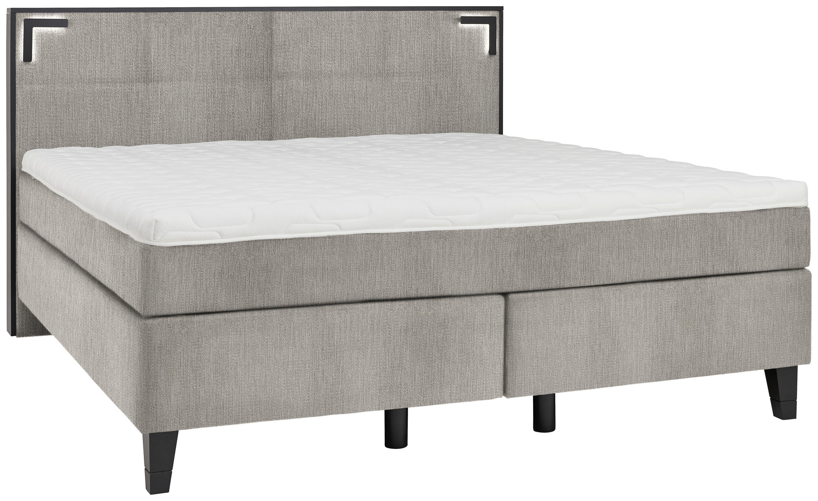 BOXSPRINGBETT 160/200 cm  in Silberfarben  - Silberfarben/Schwarz, Design, Holz/Textil (160/200cm) - Hom`in