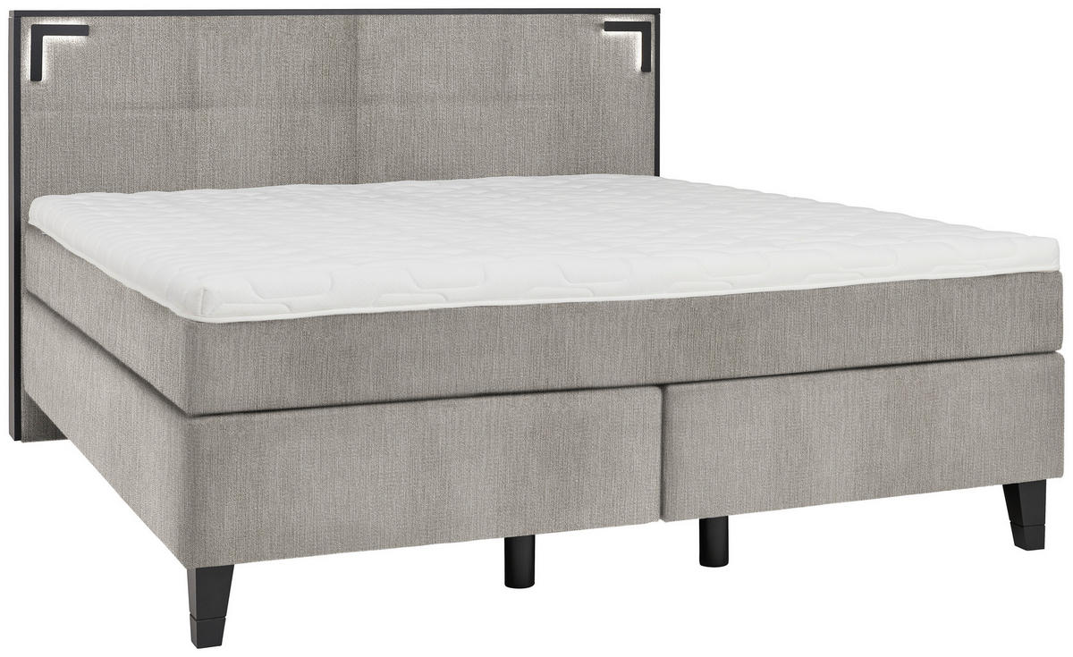 BOXSPRINGBETT 160/200 cm  Silberfarben  - Silberfarben/Schwarz, Design, Holz/Textil (160/200cm) - Hom`in