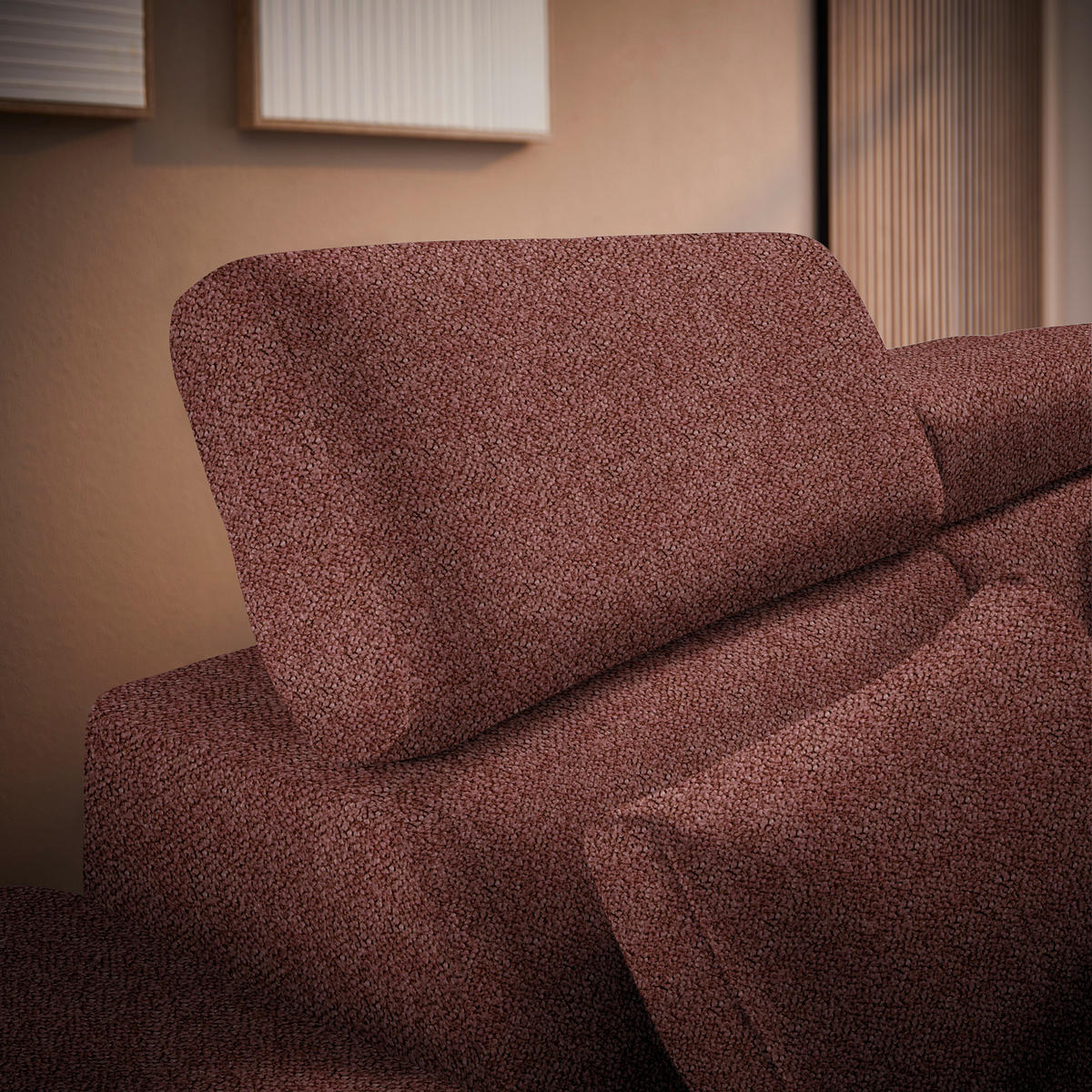 ECKSOFA Weinrot Velours  - Weinrot/Schwarz, Design, Textil/Metall (299/264cm) - Novel