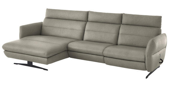 ECKSOFA in Echtleder Hellgrau  169/298 cm  - Hellgrau/Schwarz, Design, Leder/Metall (169/298cm) - Dieter Knoll