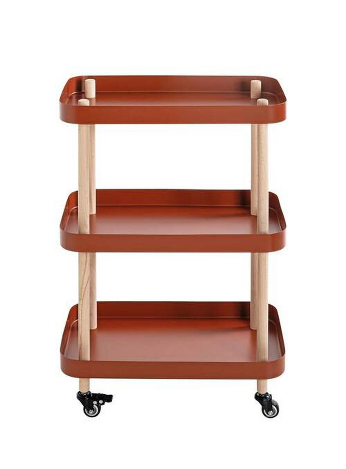 SERVÍROVACÍ VOZÍK, přírodní barvy, červená, barvy buku, 50/30/76 cm - přírodní barvy/barvy buku, Moderní, kov/dřevo (50/30/76cm)