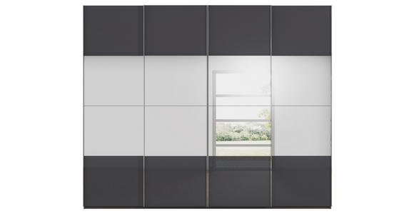 SCHWEBETÜRENSCHRANK  in Graphitfarben, Schwarz  - Chromfarben/Graphitfarben, Design, Glas/Holzwerkstoff (271/235/68cm) - Novel