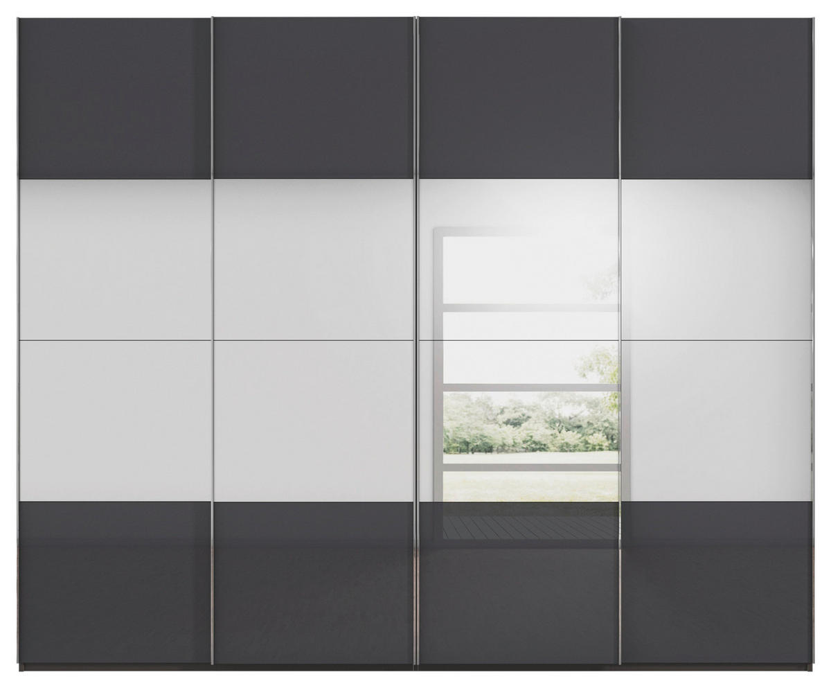 SCHWEBETÜRENSCHRANK 271/235/68 cm 4-türig Graphitfarben, Schwarz  - Chromfarben/Graphitfarben, Design, Glas/Holzwerkstoff (271/235/68cm) - Novel
