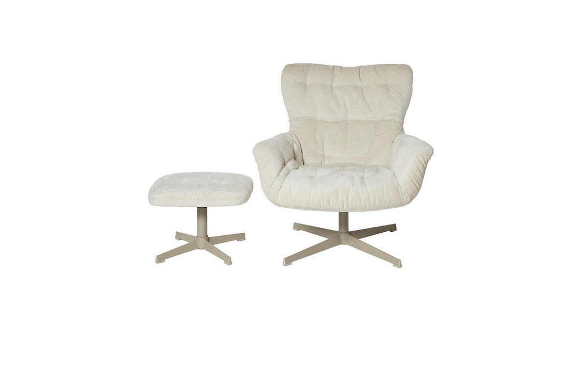 RELAXSESSELSET in Holz, Metall, Textil Creme  - Creme, MODERN, Holz/Textil (83/88/80cm) - MID.YOU