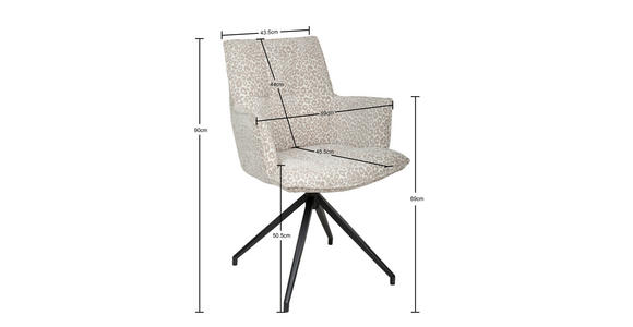 ARMLEHNSTUHL  Stoffauswahl, Sitzfläche 360° drehbar, automatische Rückholfunktion Jacquard  - Taupe/Beige, Design, Textil/Metall (59/89.5/63cm) - Novel