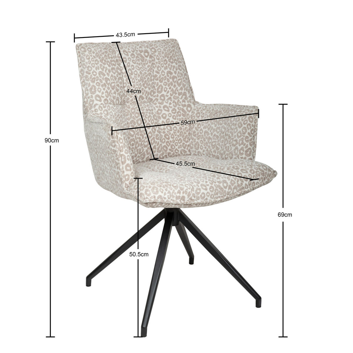 ARMLEHNSTUHL  in Eisen Jacquard  - Taupe/Beige, Design, Textil/Metall (59/89.5/63cm) - Novel