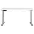 SCHREIBTISCH 140/80/72-118 cm  in Silberfarben, Weiß  - Silberfarben/Weiß, MODERN, Holzwerkstoff/Metall (140/80/72-118cm) - Novel